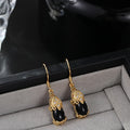 Wealth and Protection-Pixiu Black Agate Drop Earrings