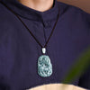 Natural Grade A Blue Jadeite Qilin Pendant – Ice Variety Jade Necklace for Men