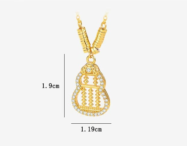 Gold Abacus Calabash Necklace — Wealth • Blessings • Abundance