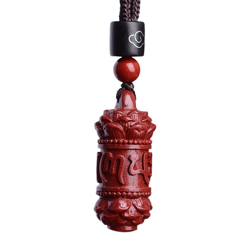 Six Syllable Mantra Pressed Cinnabar Necklace & Keychain-Peace and Blessings