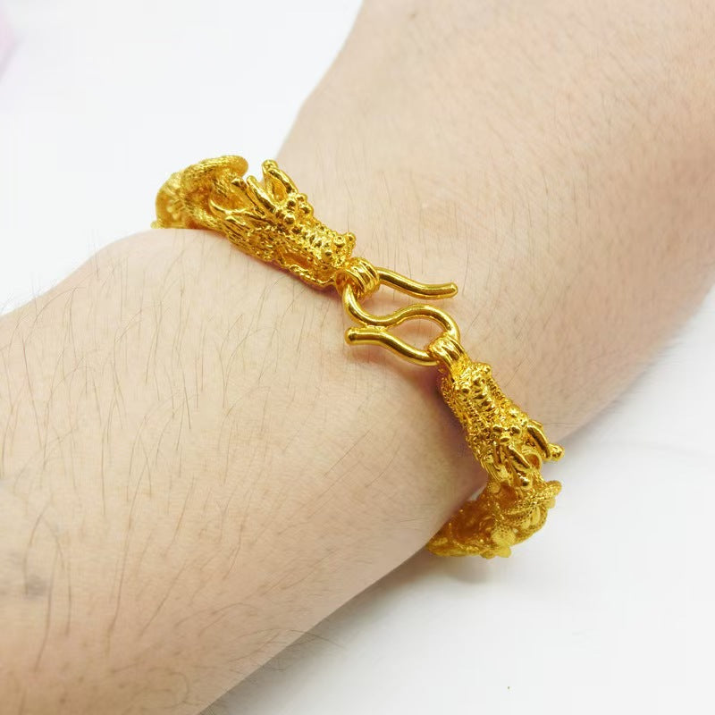 Gold Double Dragon Bracelet-Protection&Luck