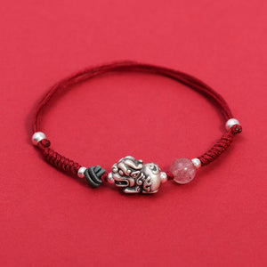 999 Silver Pixiu Red String Couple Bracelet-Protection and Wealth