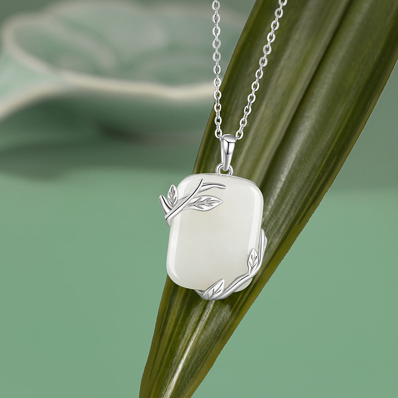 Nephrite Jade  Pendant Necklace-Flourishing Grace