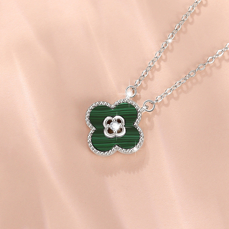 Clover Malachite S925 Silver Pendant Necklace-Fortunate Encounter