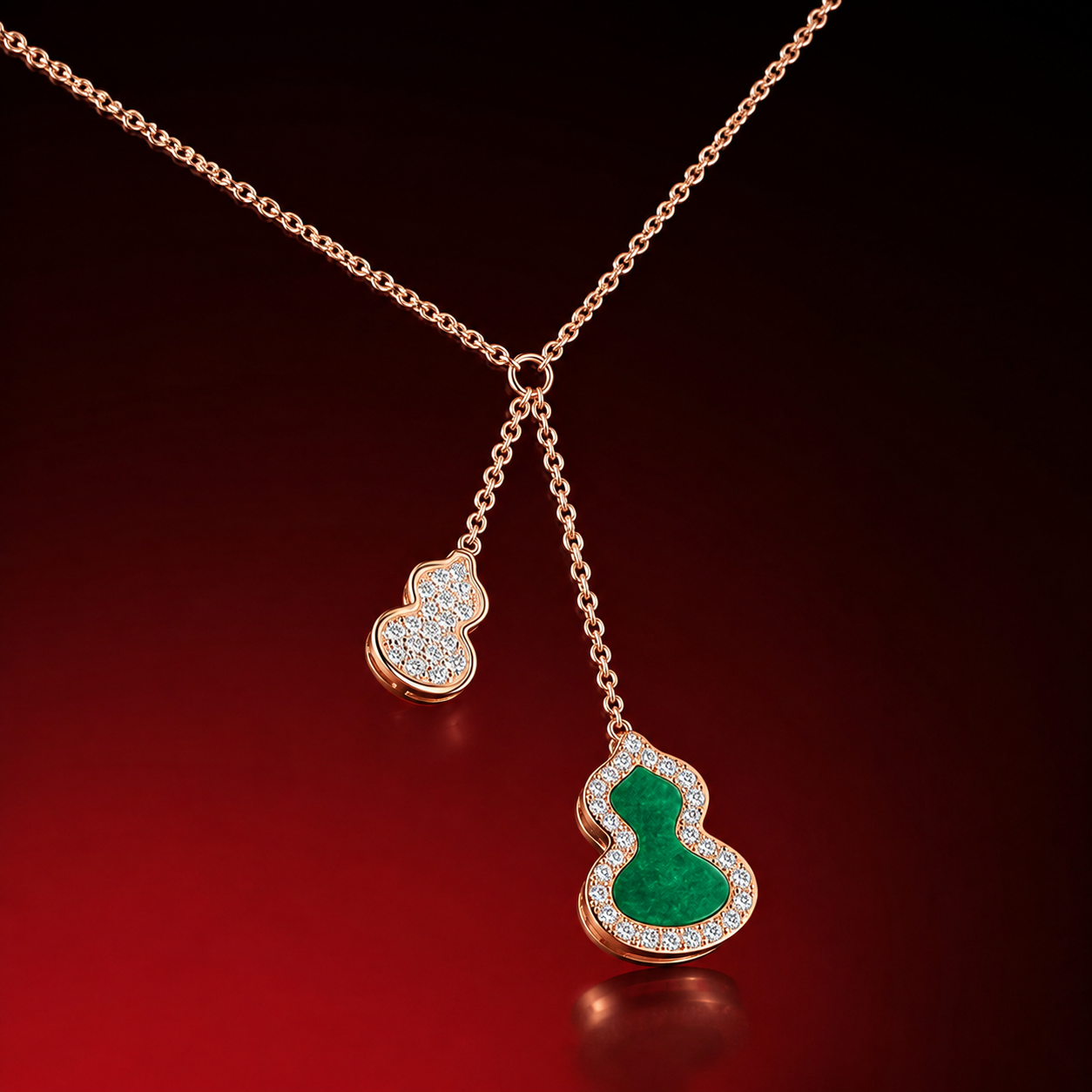 Green Mother-of-Pearl & Pavé Double Gourd Necklace