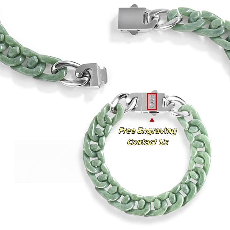 Natural Jadeite Cuban Chain Hand-Carved Bracelet-Premium Urban Jewelry in 3 Colors