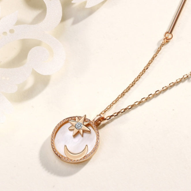 Star and Crescent Moon Pendant Necklace-Sweet Dreams