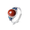 Blue Butterfly Red Agate Vintage Silver Ring-Luck Prosperity