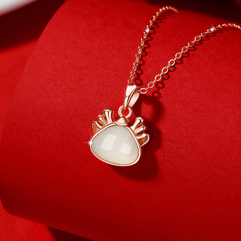 Little Dragon Nephrite Jade Necklace-A Wish for Happiness