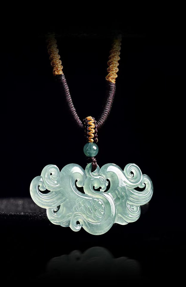Ice Jade Phoenix Hand-Carved Pendant-Protection and Prosperity