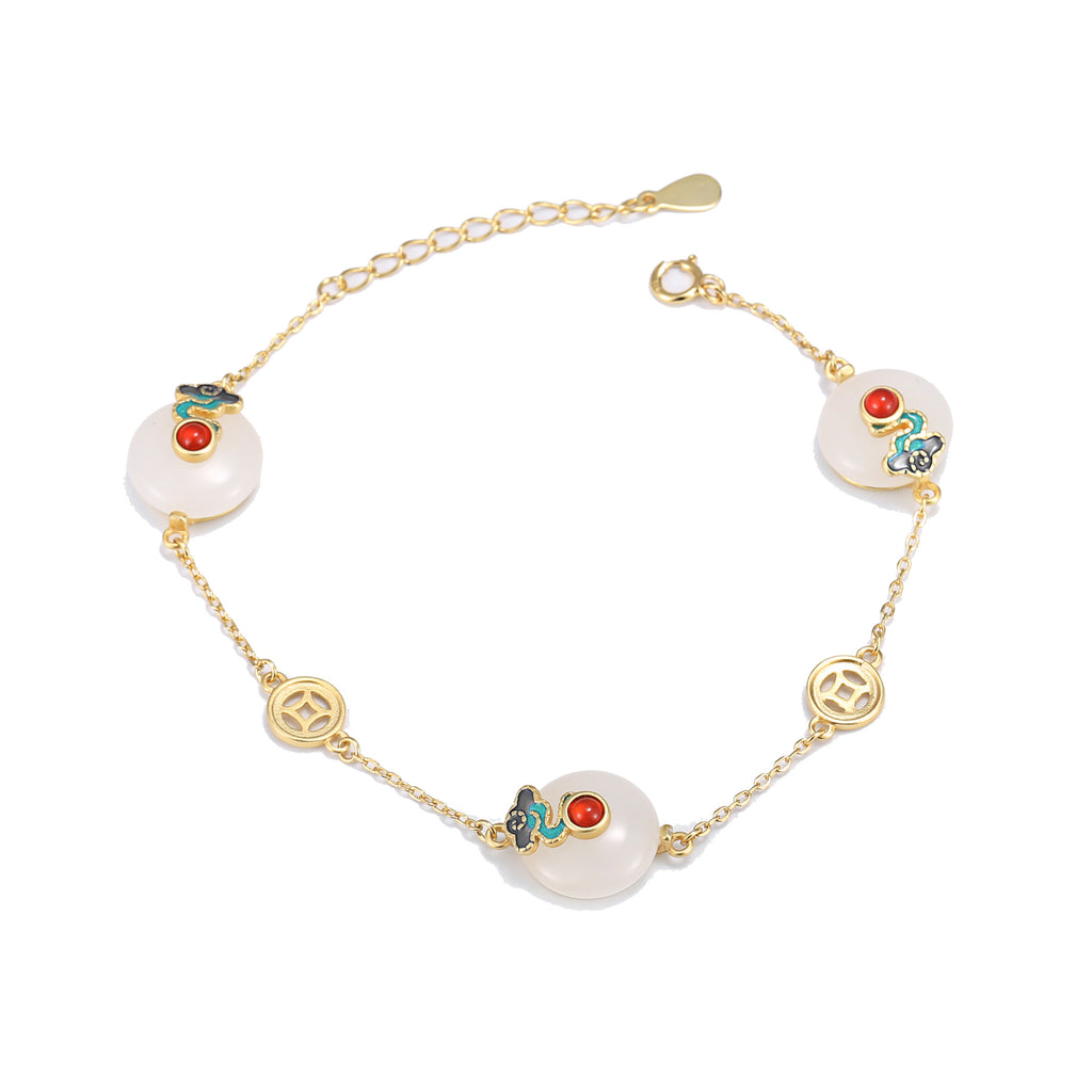Cloud & Coin Nephrite Jade Bracelet-A Wish for Fortune