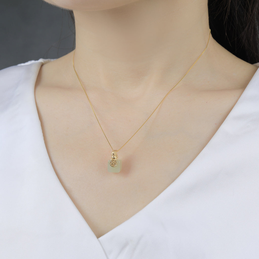 White Jade Pixiu Wealth Necklace