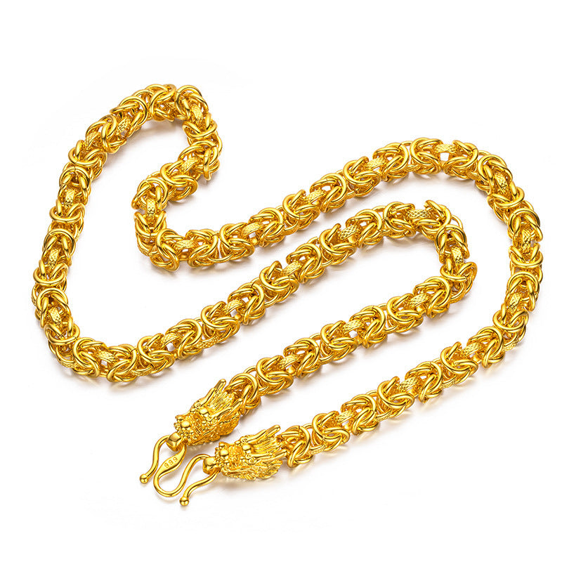 Dragon Gold Plated Brass Necklace-Sculpted in Gold