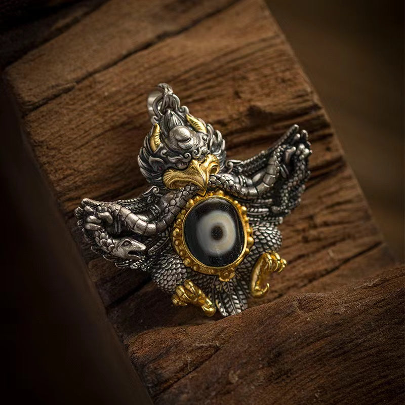 Garuda Birds Pendant-Buddhism Protection Charm Dzi Bead