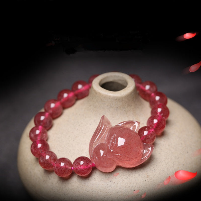 Love in Bloom-Strawberry Quartz & Rose Quartz Fox Bracelet