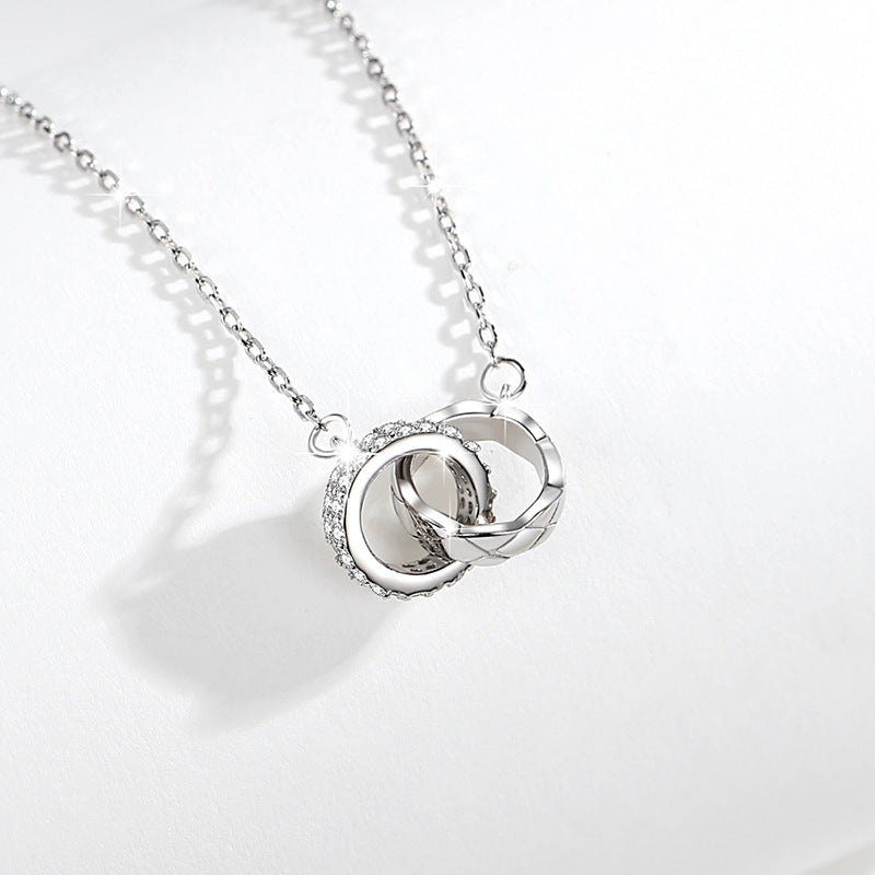Interlocking Rings Fine Silver Necklace-Love Without End