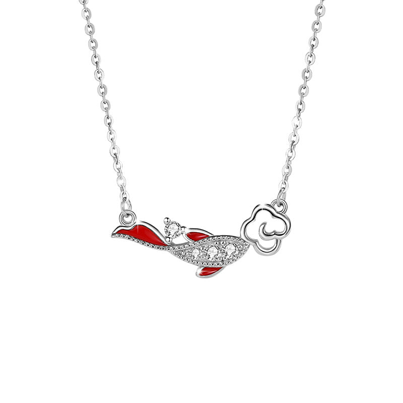 Wishes for Good Fortune-Koi Fish Cubic Zirconia Sterling Silver Necklace