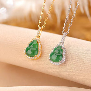 Calabash Jade Pendant Necklace-Good Fortune and Prosperity