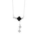 Clover Black Agate Tassel Necklace-A Sincere Heart