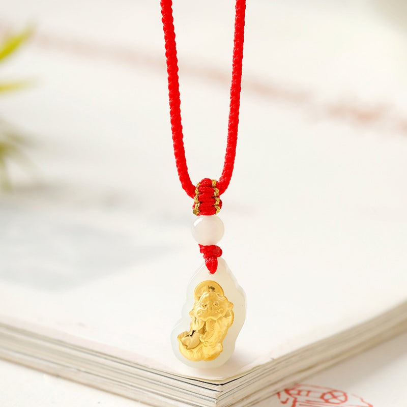 18K Gold-Plated Pixiu Nephrite Jade Pendant-Quiet Resolve