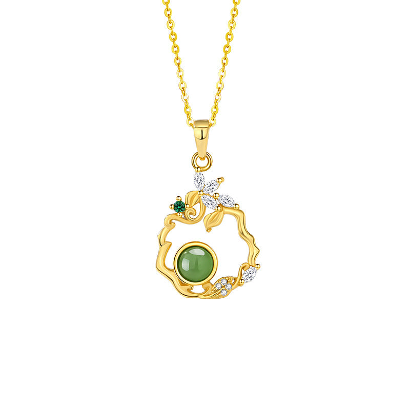 Floral Nephrite Jade Necklace-Beauty & Wholeness