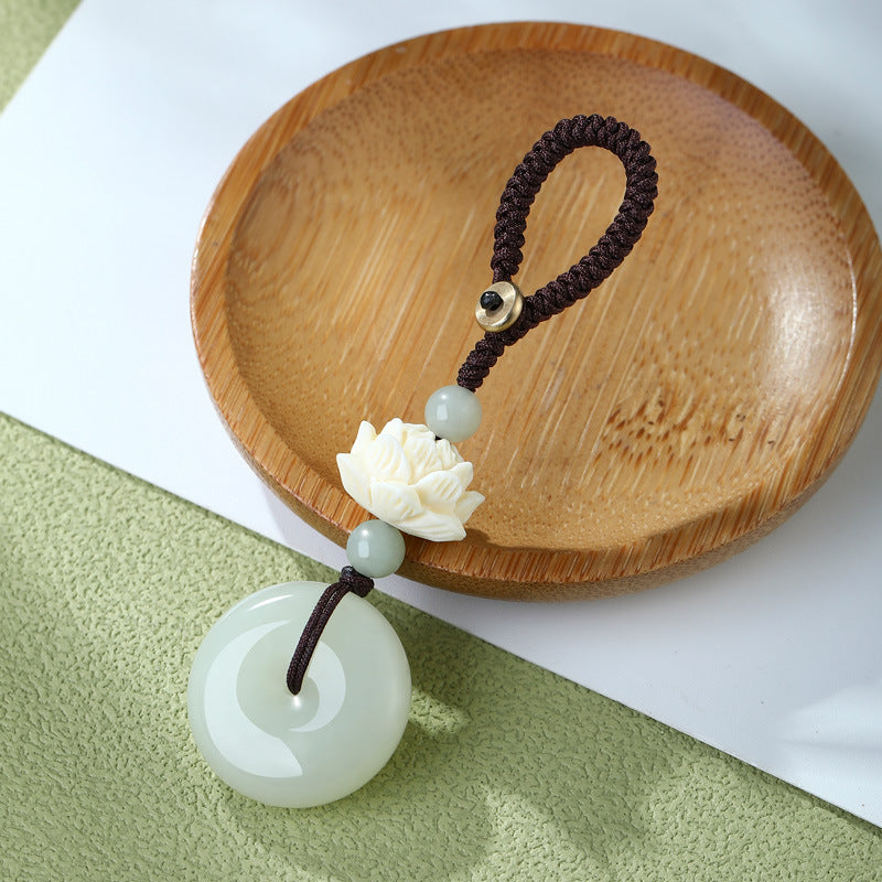 Nephrite Jade Lotus Keychain-Calm Through Change