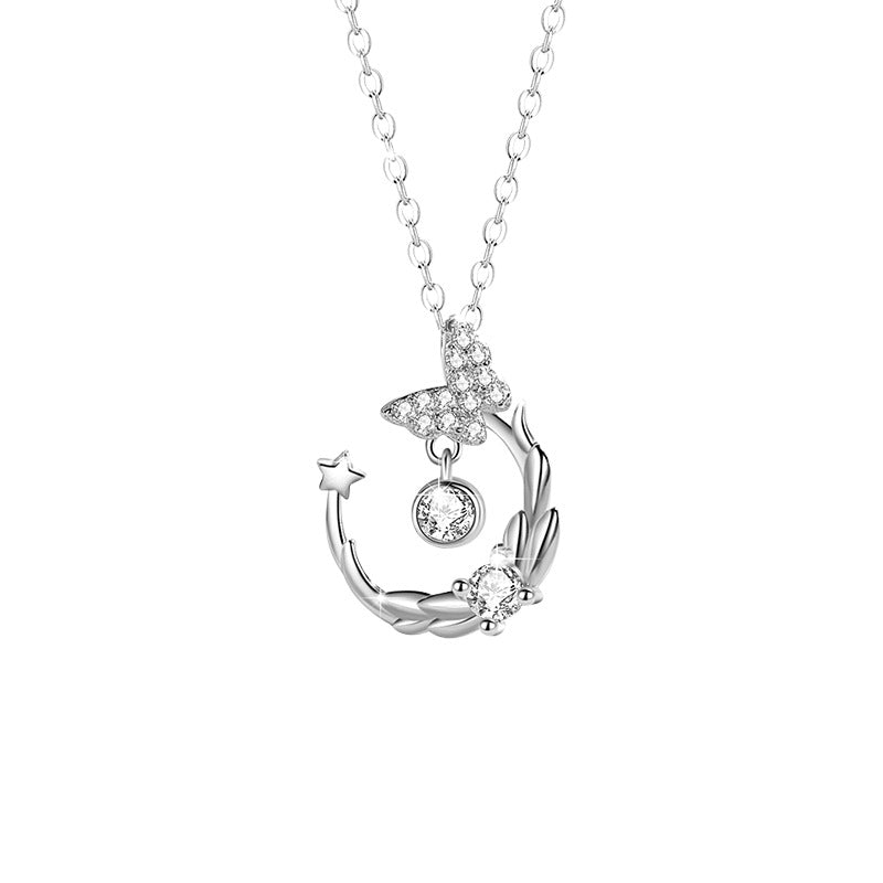 Butterfly Wreath Sterling Silver Necklace-Follow What You Love