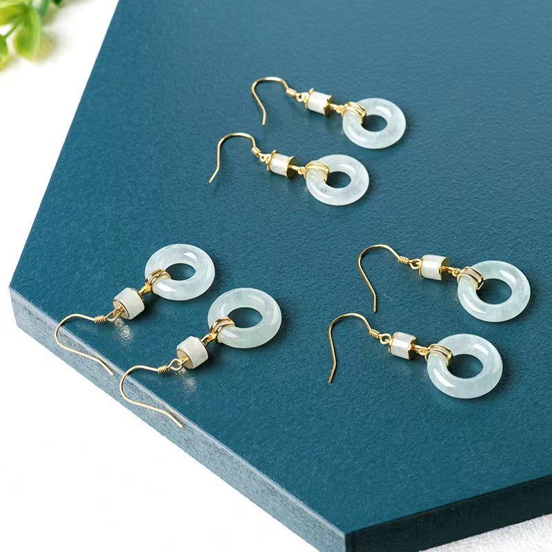 Natural White Jadeite Earrings-Spiritual Growth