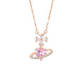 Pink Heart Saturn Necklace-A World of Love