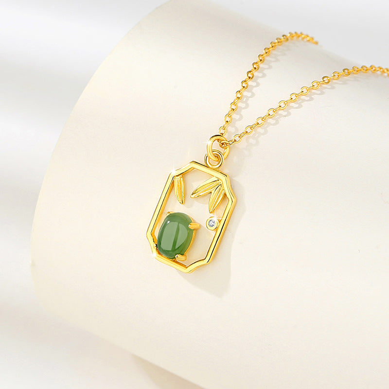 Leaf Nephrite Jade Necklace-Peace and Joy