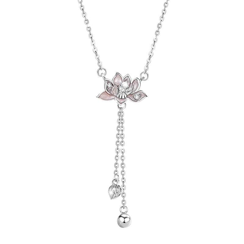 Lotus Tassel Sterling Silver Necklace-Grace & Resilience