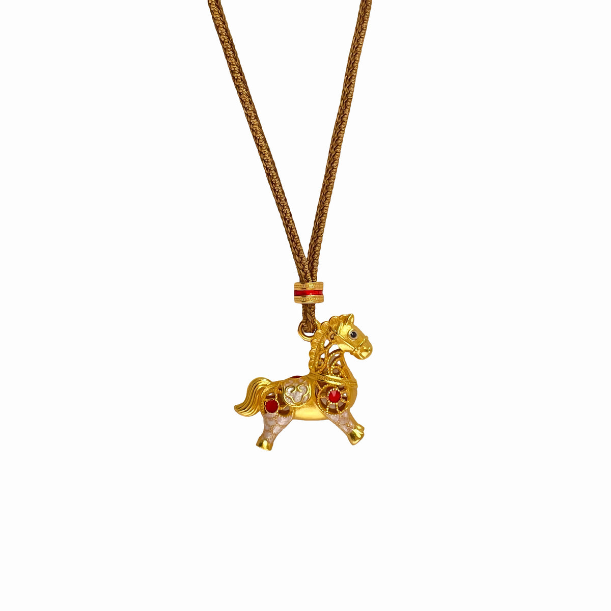 Openwork Enamel Horse Cord Necklace-A Spirited Step