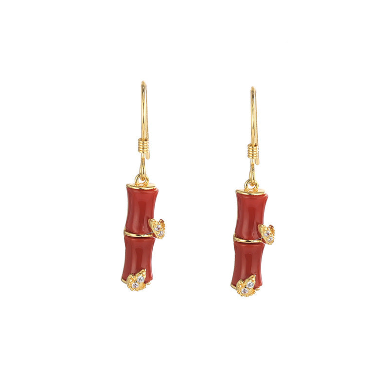 Stand Your Ground-Bamboo Red Agate Drop Earrings