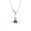 Saturn & Shooting Star Sterling Silver Necklace-Celestial Romance