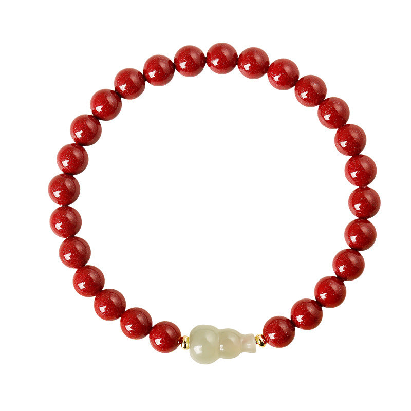 Hetian Jade Gourd Cinnabar Bracelet-Quiet Abundance