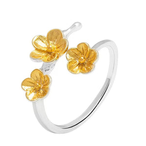 Gold Plum Bossom Ring-Good Fortune and Prosperity