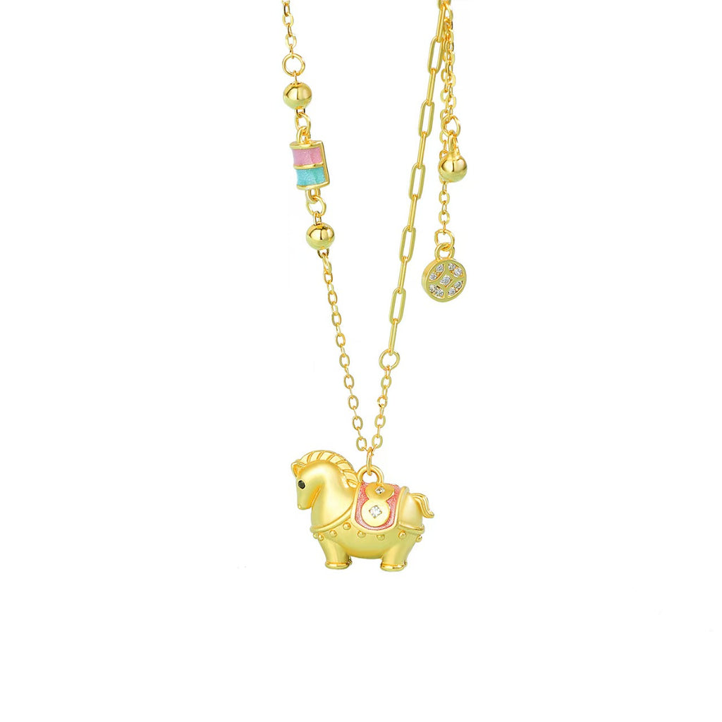 Enamel Horse Necklace–Wealth, Luck & Swift Success