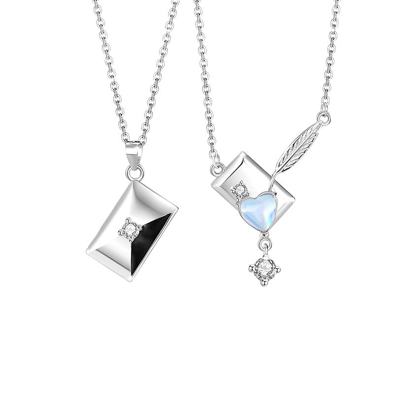 Love Across the Miles-Love Letter Sterling Silver Couple Necklaces