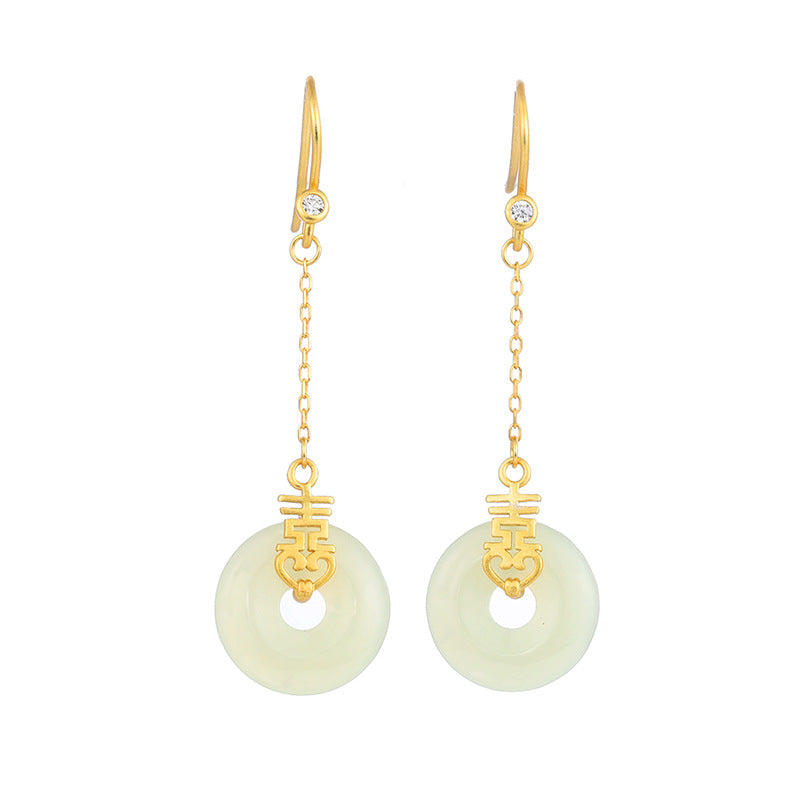 Double Happiness Nephrite Jade Drop Earrings-Joy Shared