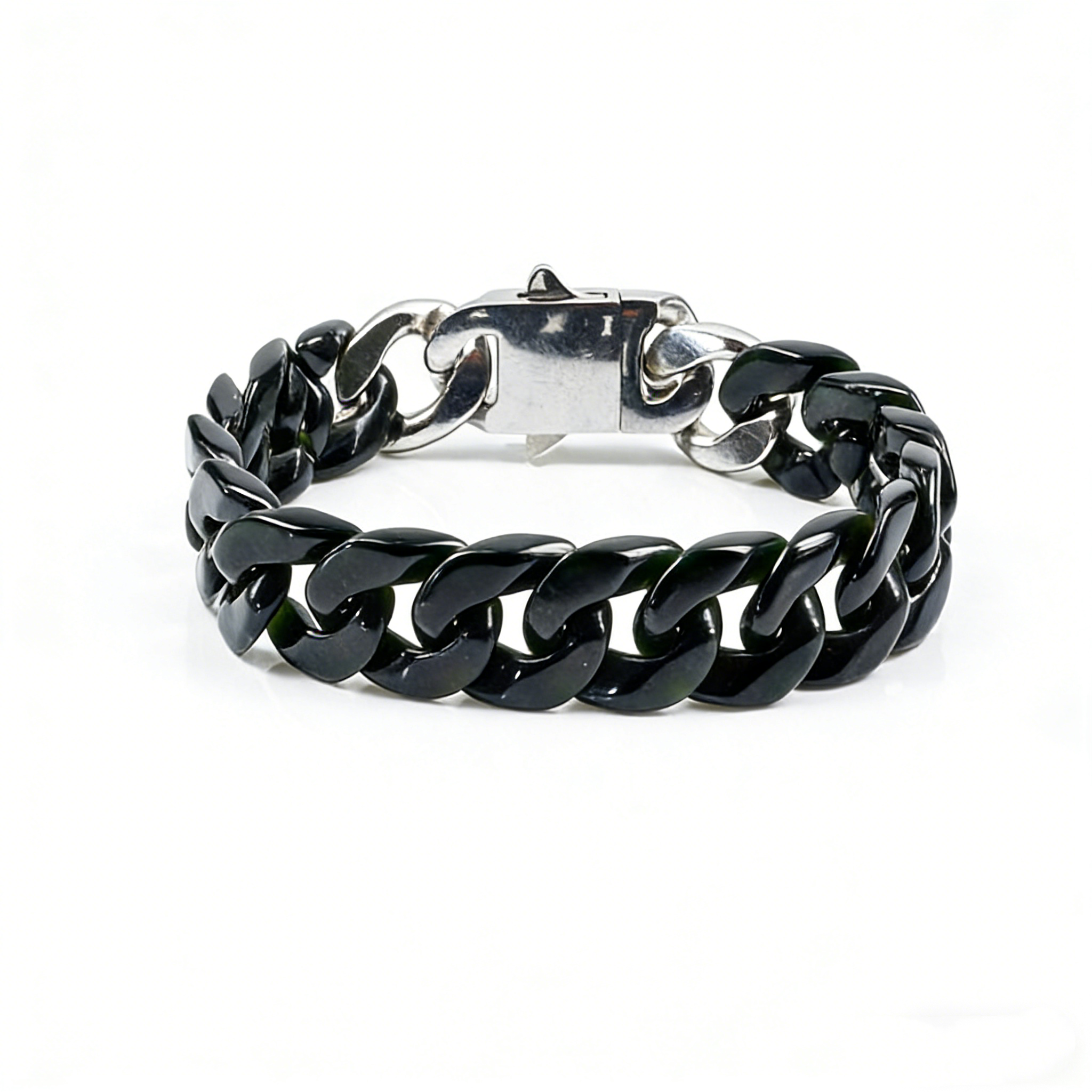 Urban Fusion Cuban Link Jade Bracelet-Detachable Adjustable Link Design