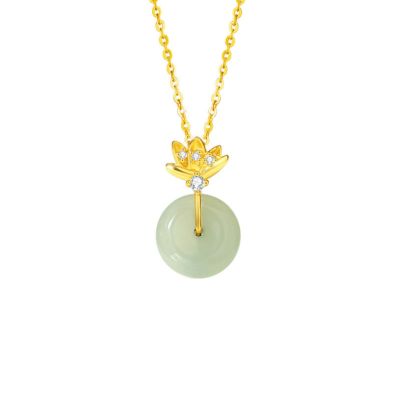 Lotus Nephrite Jade Necklace-Purity in Bloom
