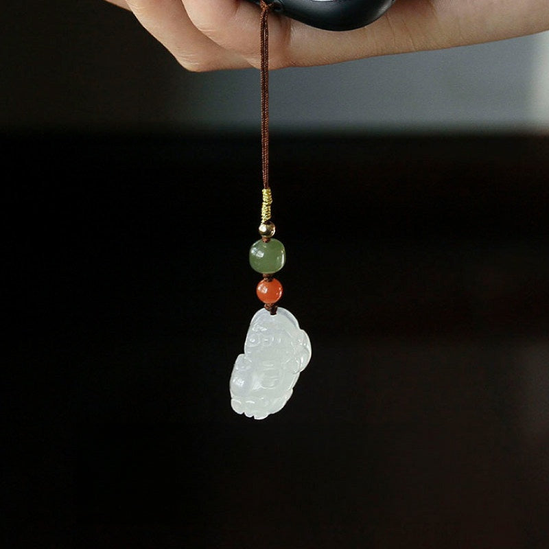 White Agate Pixiu Phone Charm-Purpose Close at Hand