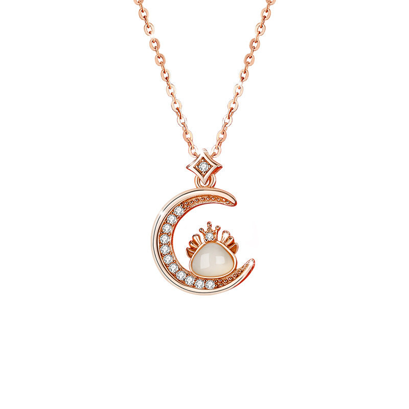 Dragon and Crescent Nephrite Jade Necklace-Guarding Your Joy