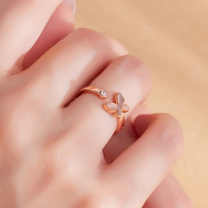 S925 Silver Textured Butterfly Ring-Quiet Renewal