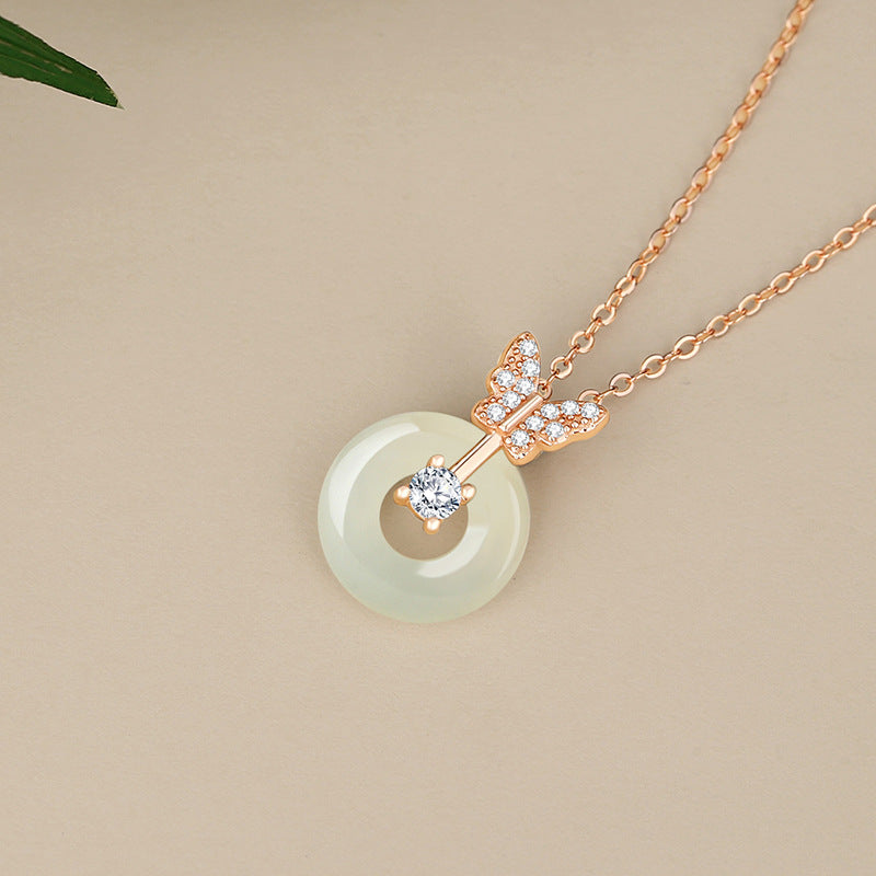 Butterfly Nephrite Jade Necklace-Peace and Happiness