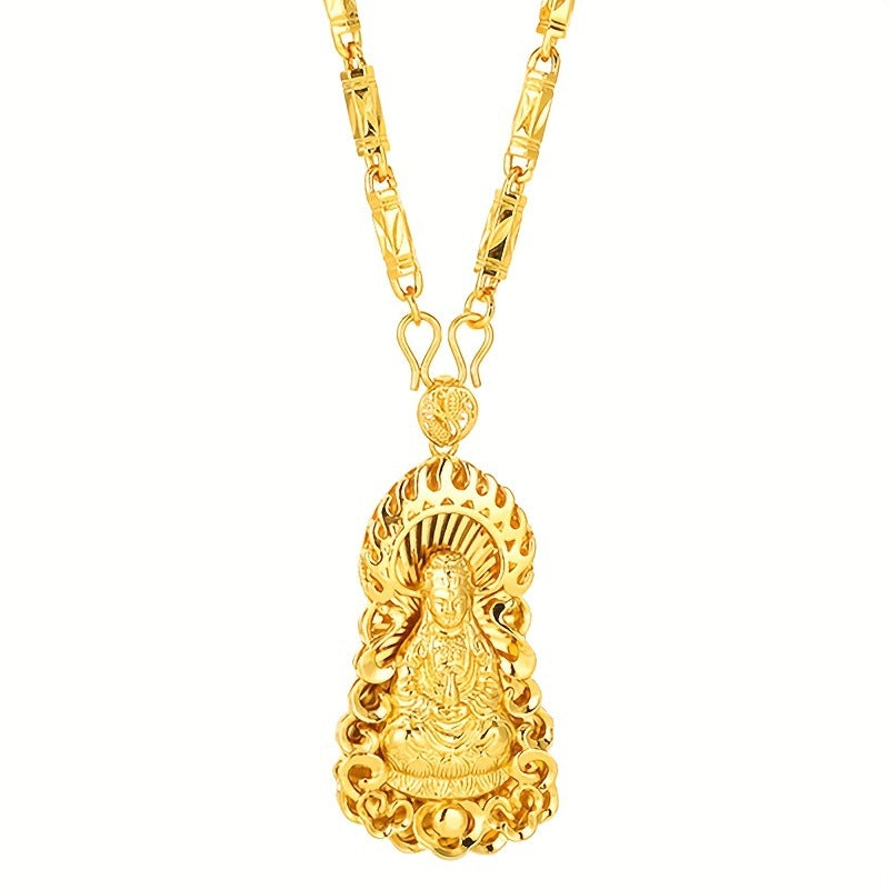 Guanyin 18K Gold Plated Pendant Necklace-Protection