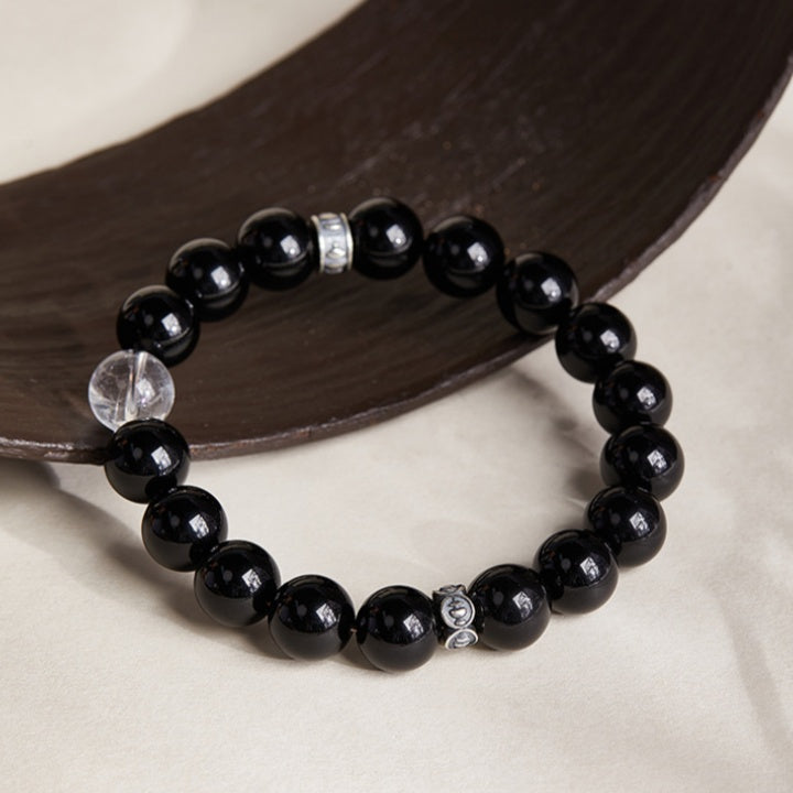 Treasure Vase Obsidian & Clear Quartz Bracelet-Wisdom & Grace