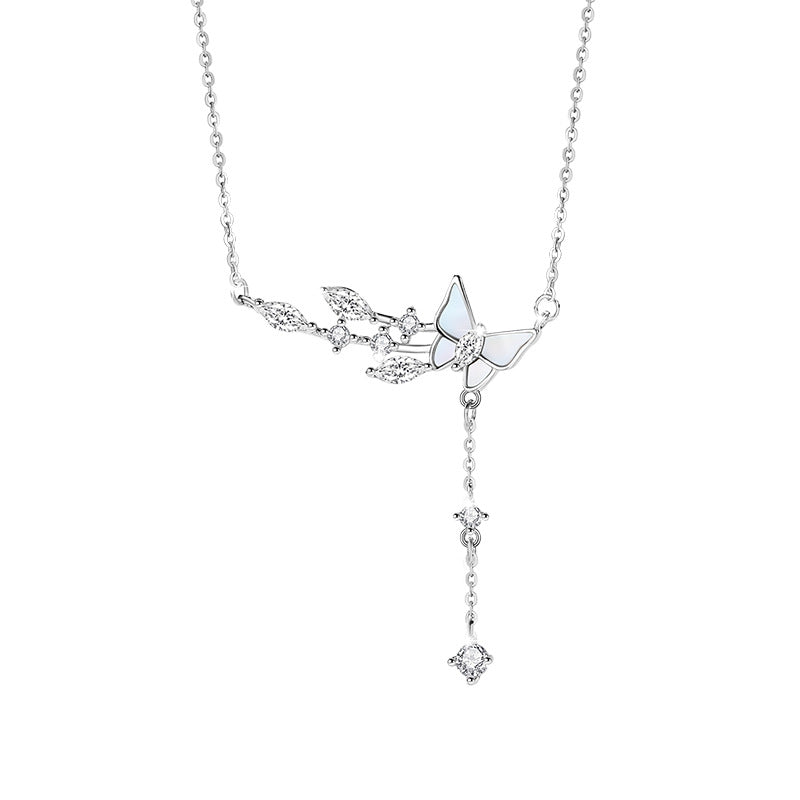 Butterfly Mother of Pearl Sterling Silver Necklace-Free to Dream