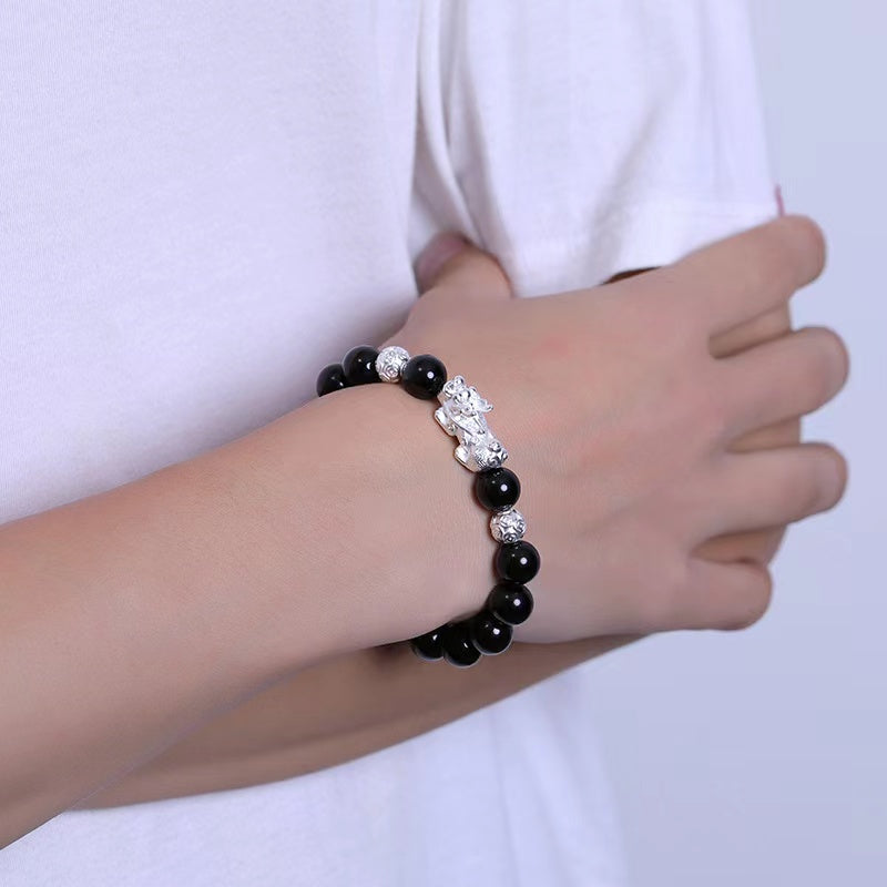 Pixiu Protection Bracelet-Black Obisidian Stone