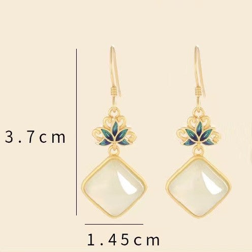 Lotus White Jade Earrings-Purity and Perfection